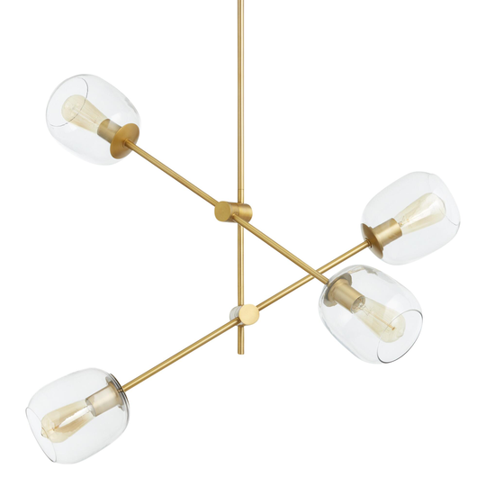 Antique Brass and Glass 4 Light Stella Chandelier: Metallic - Natural Fiber by World Market