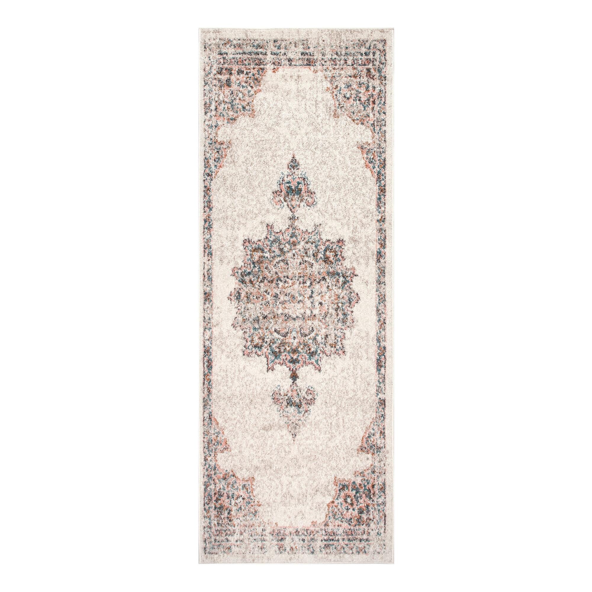 Beige and Tan Medallion Catherine Floor Runner: Brown/Natural by World Market