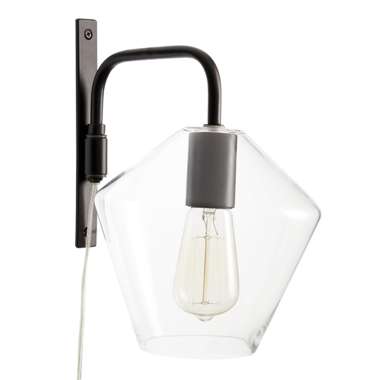 Black Metal and Tapered Glass Piper Wall Sconce by World Market