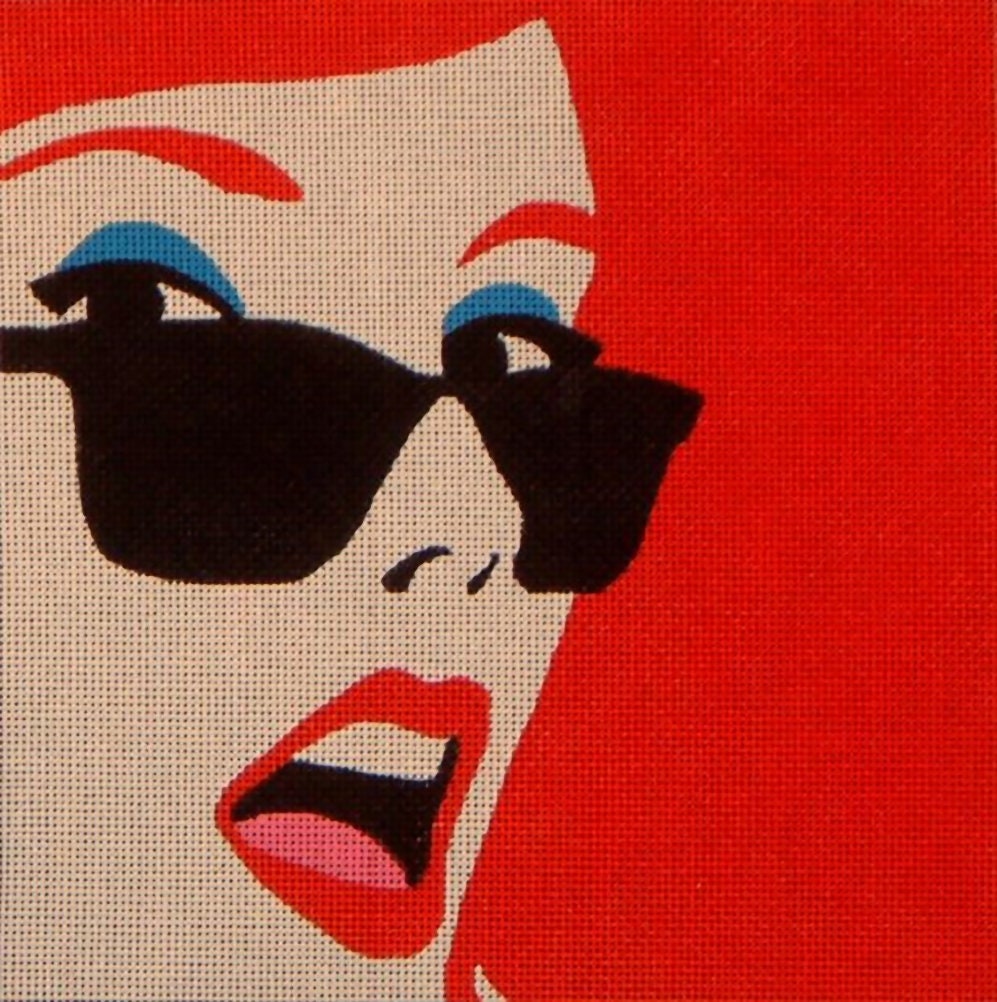 Needlepoint Handpainted Dj Designs Black Shades 10x10