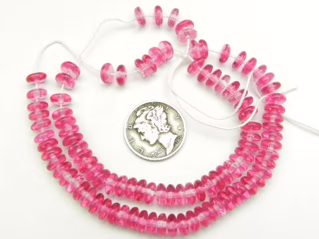 Rose Fuchsia Two Tone Blend | 6mm Wafer Rondelle Glass Beads
