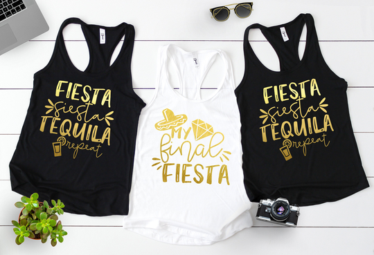 My Final Fiesta Bachelorette Party Shirt, Siesta Tequila Repeat Shirts, Bridal Tank, Mexico Vacation