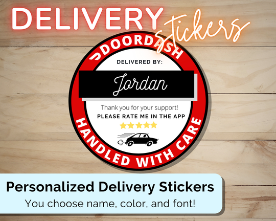 Food Delivery Stickers For Independent Contractor Custom Personalized Name 2" Circle Sticker |Doordash Driver| Handled With Care