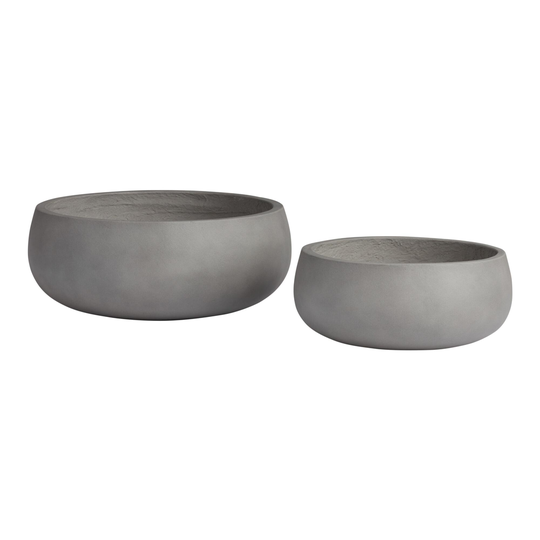 Gray Cement Shallow Zian Outdoor Patio Planter - Large by World Market