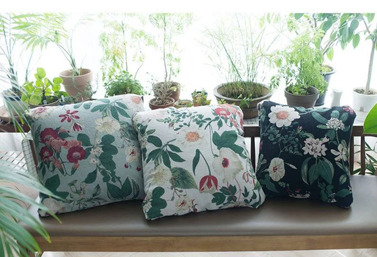 Floral Linen Blend Fabric, Big Flower Cotton - Natural, Mint, Black Quality Korean Fabric By The Yard /52946