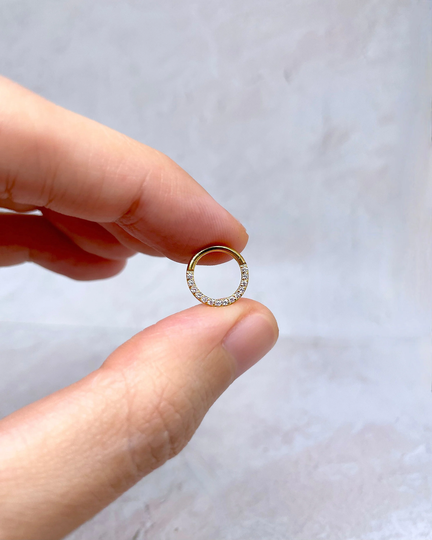 16G Septum Clicker Hoop, Daith Earring, Dainty Cz Paved Ring, 316L Surgical Steel Piercing Jewelry, Silver/Gold/Rose Gold/Black