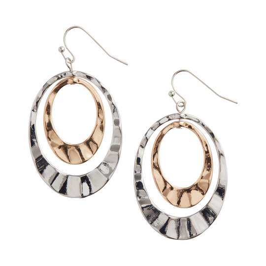 Silver And Gold Wavy Double Hoop Drop Earrings by World Market