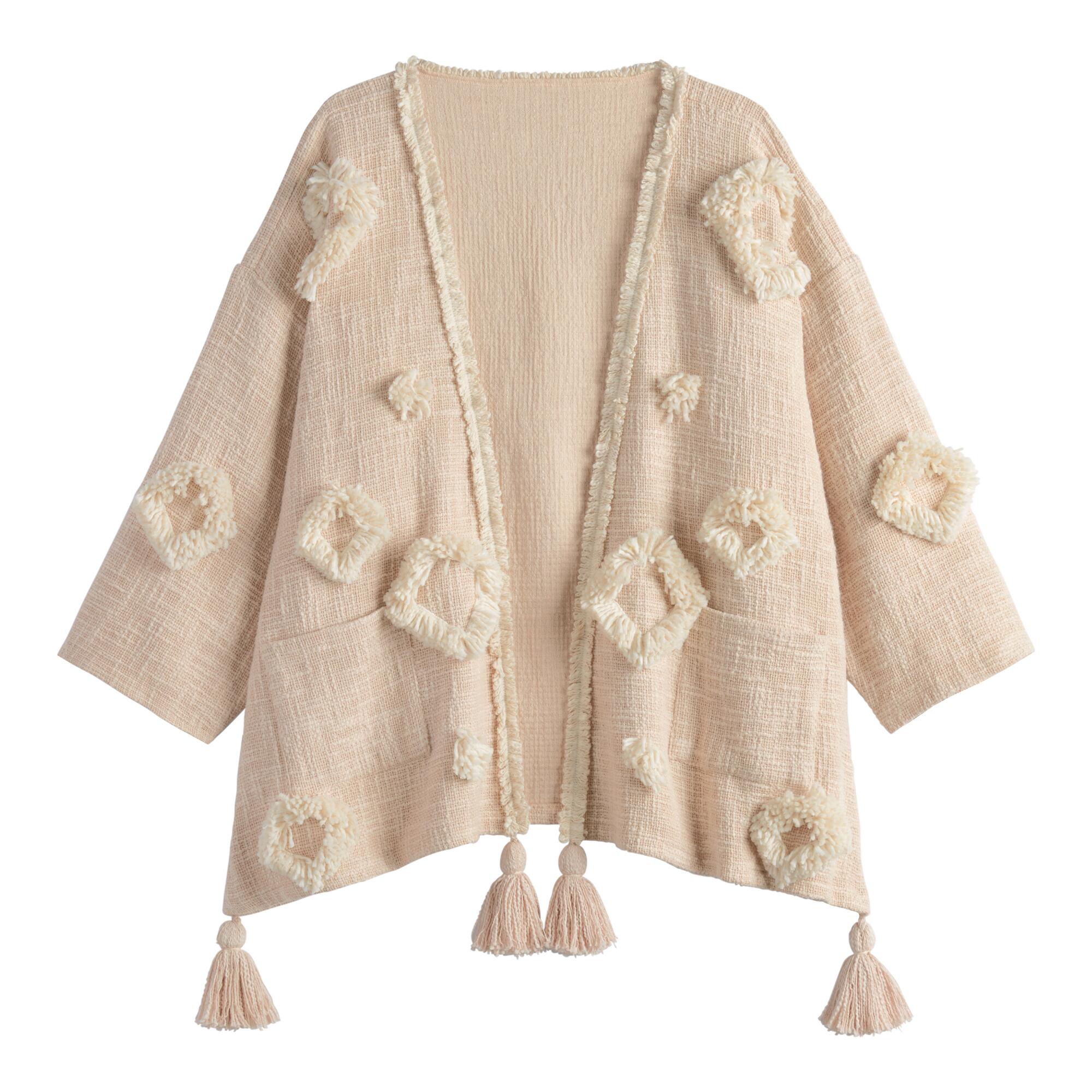 Blush And Ivory Tufted Casablanca Jacket With Pockets: Pink by World Market