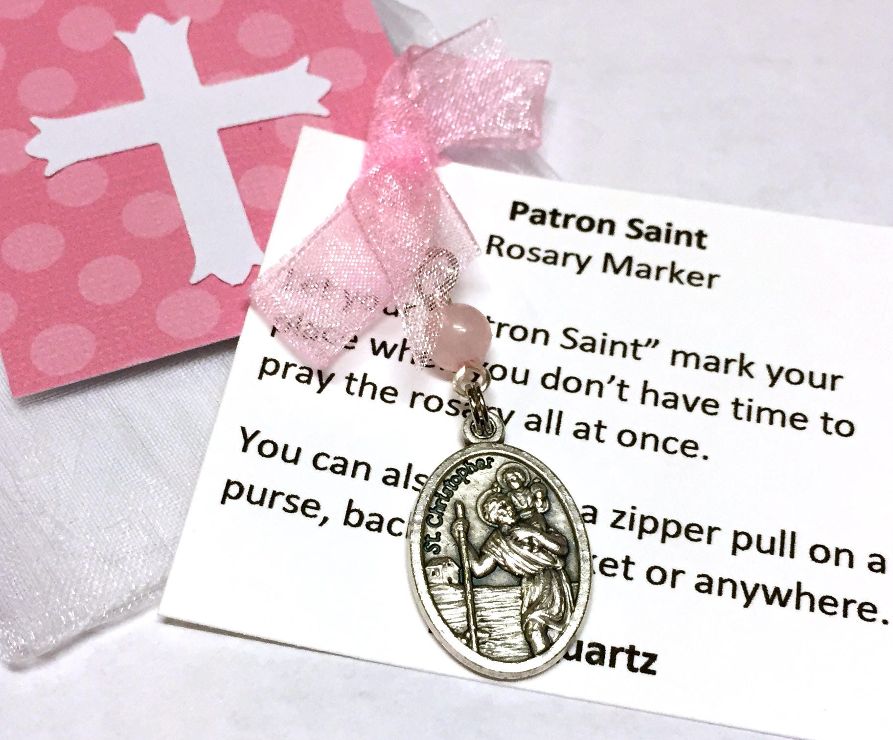 st. Christopher, Pray For Us, Patron Of Travelers Rosary Marker/Zipper Pull/stitch Marker