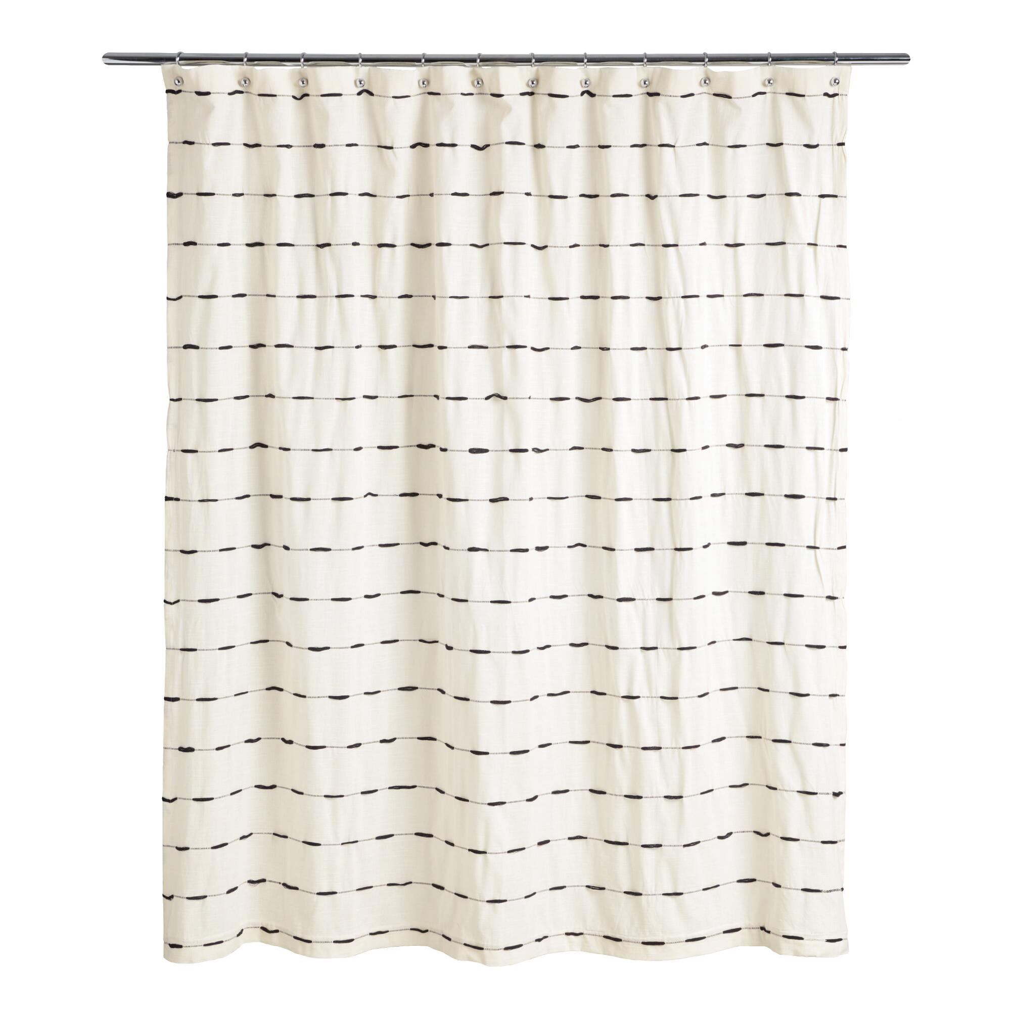 Ivory and Black Woven Stripe Taylor Shower Curtain by World Market