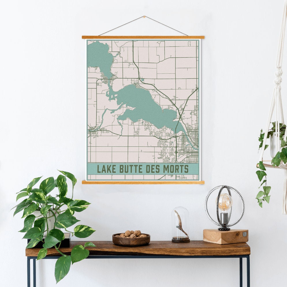 Lake Butte Des Morts Wisconsin Map Print | Magnetic Poster Frame Printed Marketplace