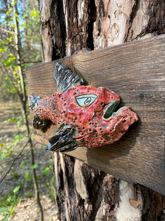 Red Fish Ceramic Wall Decor Fish Lover Gift For Home Wall Dcor Seafood Restaurant