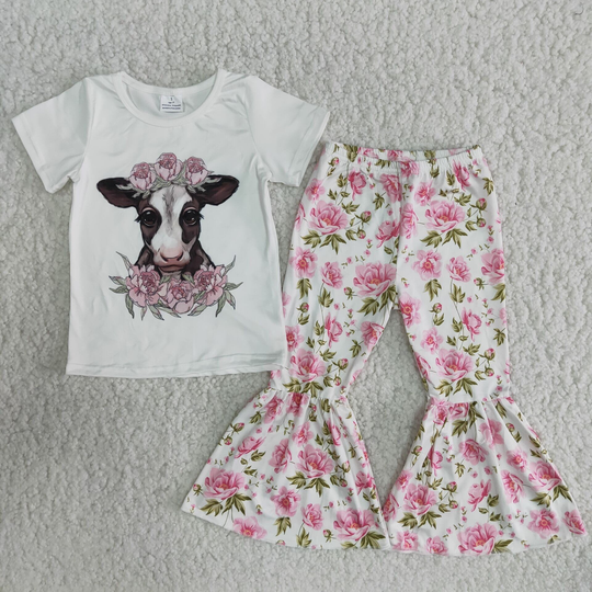 Heifer Cow Outfit, Girl Birthday Toddler Print Set