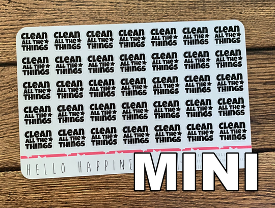 Mini Clean All The Things Chunky Typography Planner Stickers