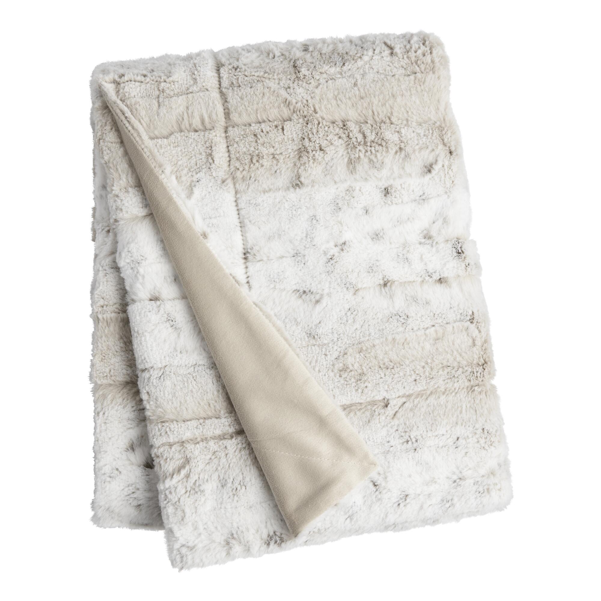 Pier Place Faux Fur Spotted Snow Leopard Throw Blanket: Multi - Polyester by World Market