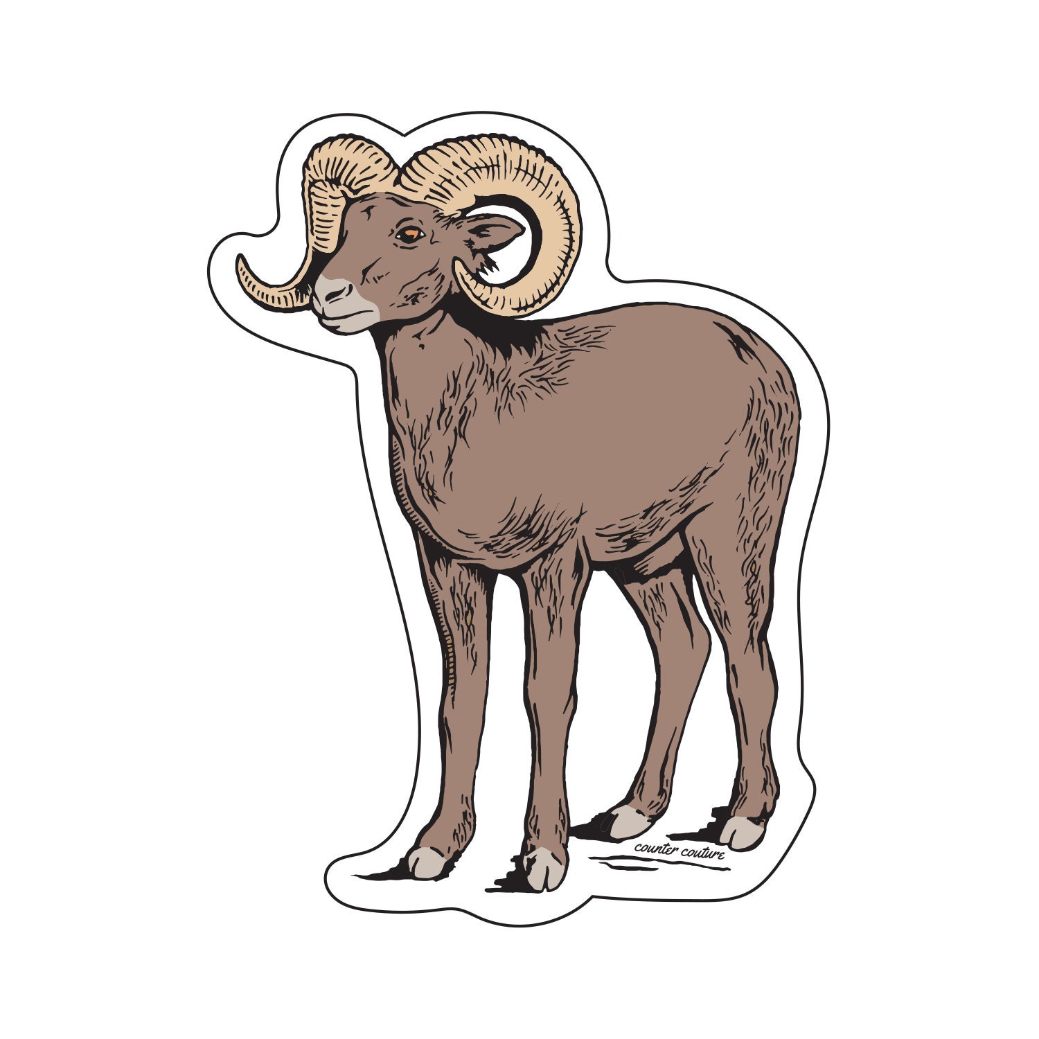Big Horn Sheep Sticker For Water Bottle - Decal Vinyl Ram Laptop Gift Animal