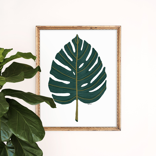 Monstera Palm Leaf Art Print | Botanical Poster Tropical Home Decor Minimalist Wall Hanging Gallery Set Nursery Illustration