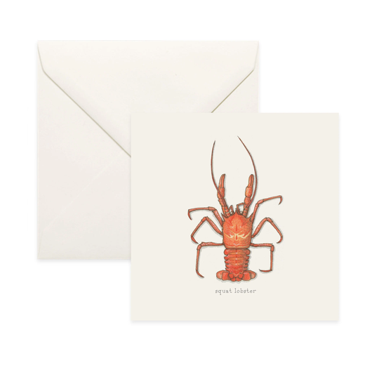 Lobsters Squat/Lobster Notecard Thank You Card Message Nature Illustration Crustacean Shellfish Seafood Culinary