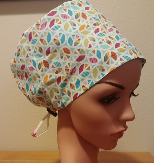 Women's Surgical Cap, Scrub Hat, Chemo Peace Signs