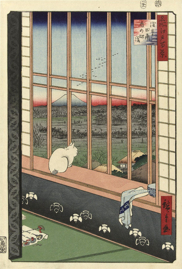 Japanese Art Print "Ricefields & Torinomachi Festival, 100 Famous Views Of Edo" By Hiroshige Utagawa, Woodblock Print Reproduction, Cat