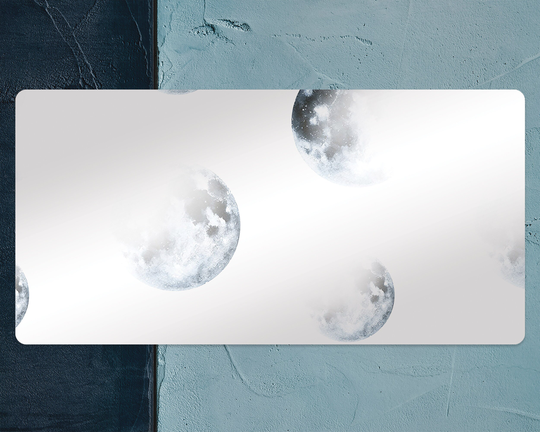 Moon Blue Desk Pad, White Protector, Gray Blotter, Cosmic Keyboard Mat, Pvc Comfort Birthday Gift