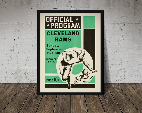 1938 Cleveland Rams | Los Angeles Rams Football Program Print - Vintage