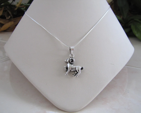 sterling Silver Ram Pendant Necklace, 18 Inches Long