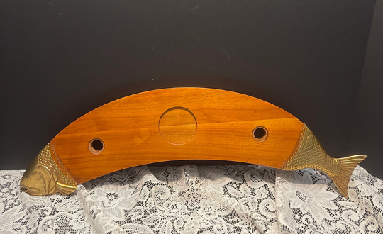 Vintage Ted Arnold Ltd Walnut Fish Caviar & Condiments Serving Platter