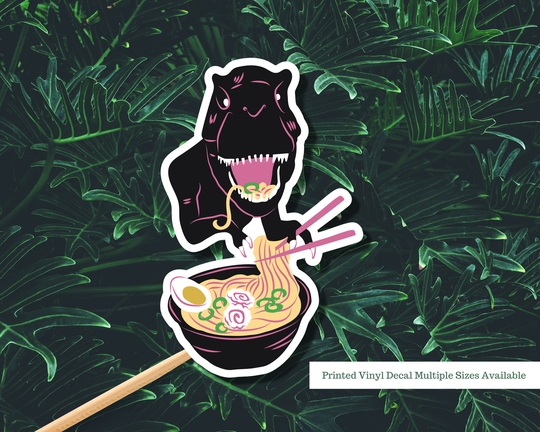 T-Rex Eating Ramen | Funny Vinyl Decals Dinosaur