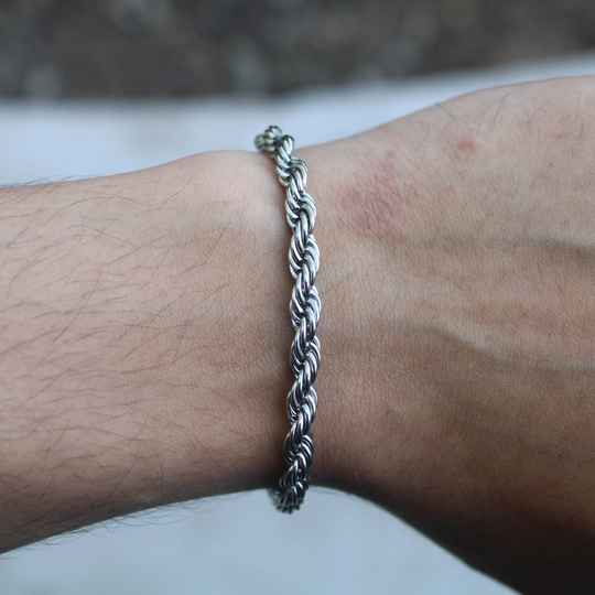 Silver 5mm Rope Bracelet 7" 8" Stainless Steel Jewelry, Unisex Jewelry