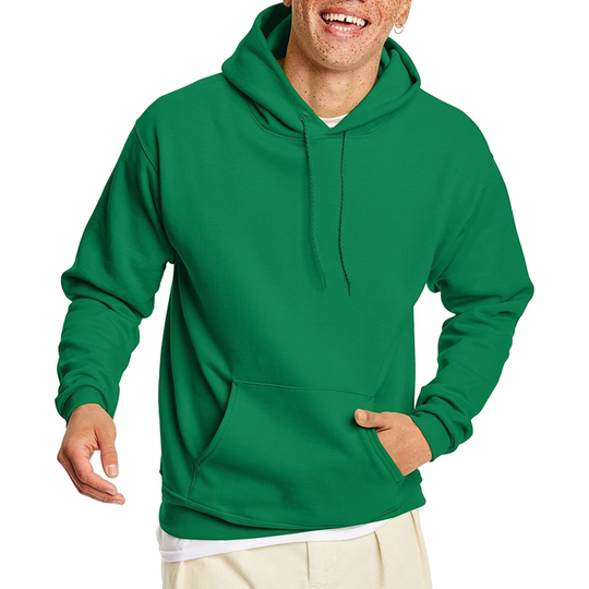 Hanes Men's Sweatshirt, EcoSmart Fleece Hoodie, Cotton-Blend Fleece Hooded Sweatshirt, Plush Fleece Pullover Hoodie - kelly green, large