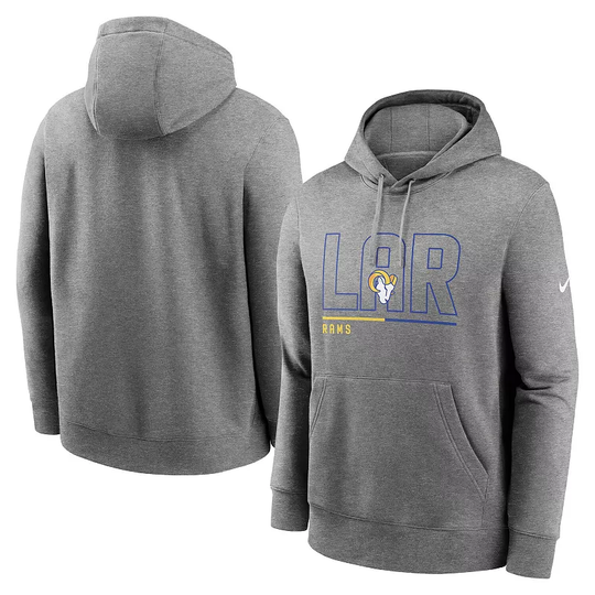 Men's Nike Heathered Gray Los Angeles Rams City Code Club Fleece Pullover Hoodie, Size: Medium, Grey