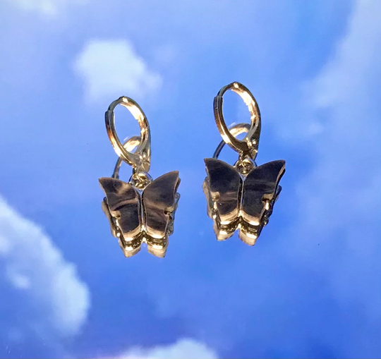 Butterfly Huggie Earrings Available in Black, White, Cream, Light Pink, Coral Red, Yellow, Green, Teal, Blue, Purple, Fuchsia
