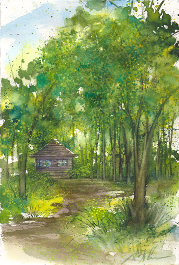 7.5x11 November 2017 No.4, Original Watercolor By Sumiyo Toribe