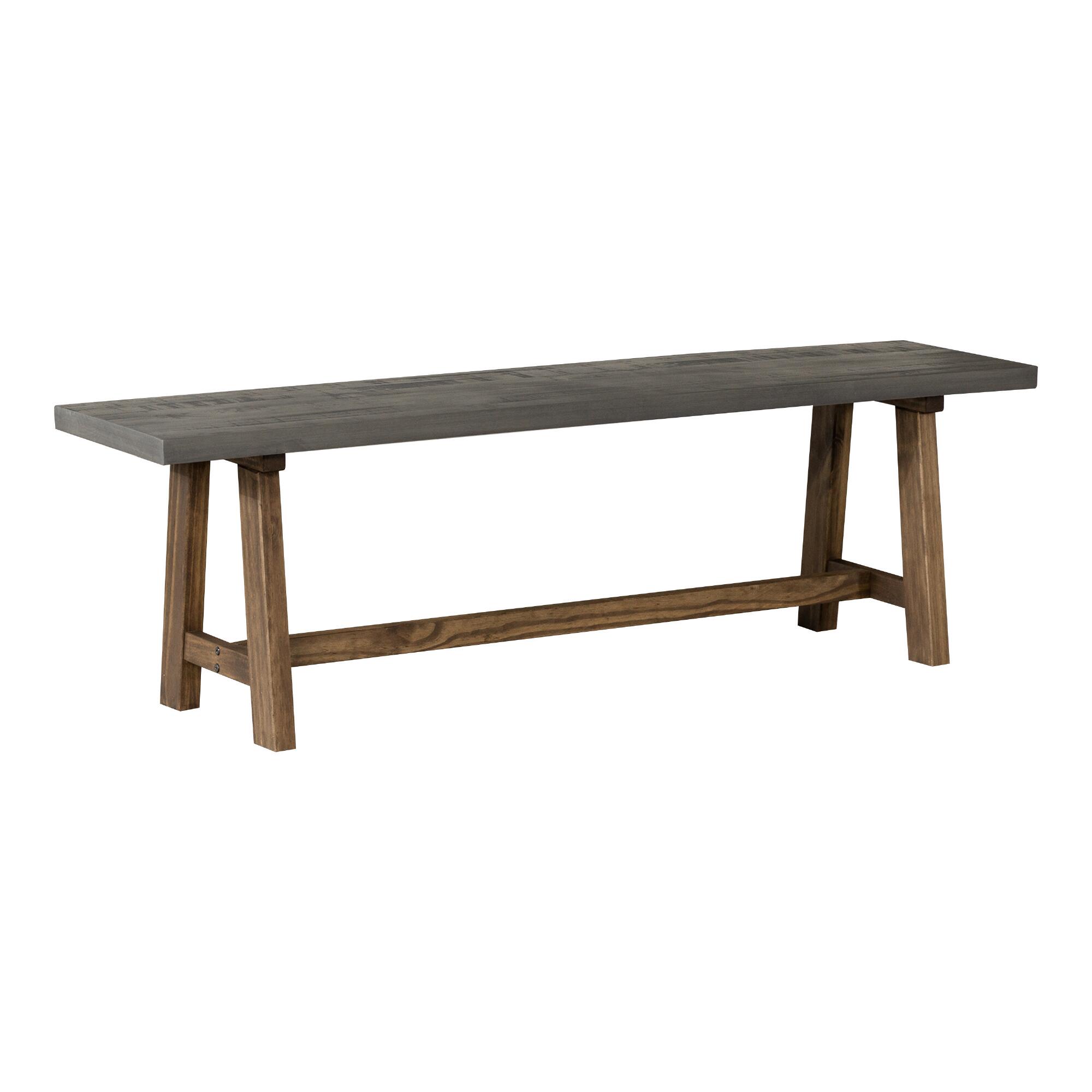 Distressed Pine Wood Haight Dining Bench: Gray by World Market