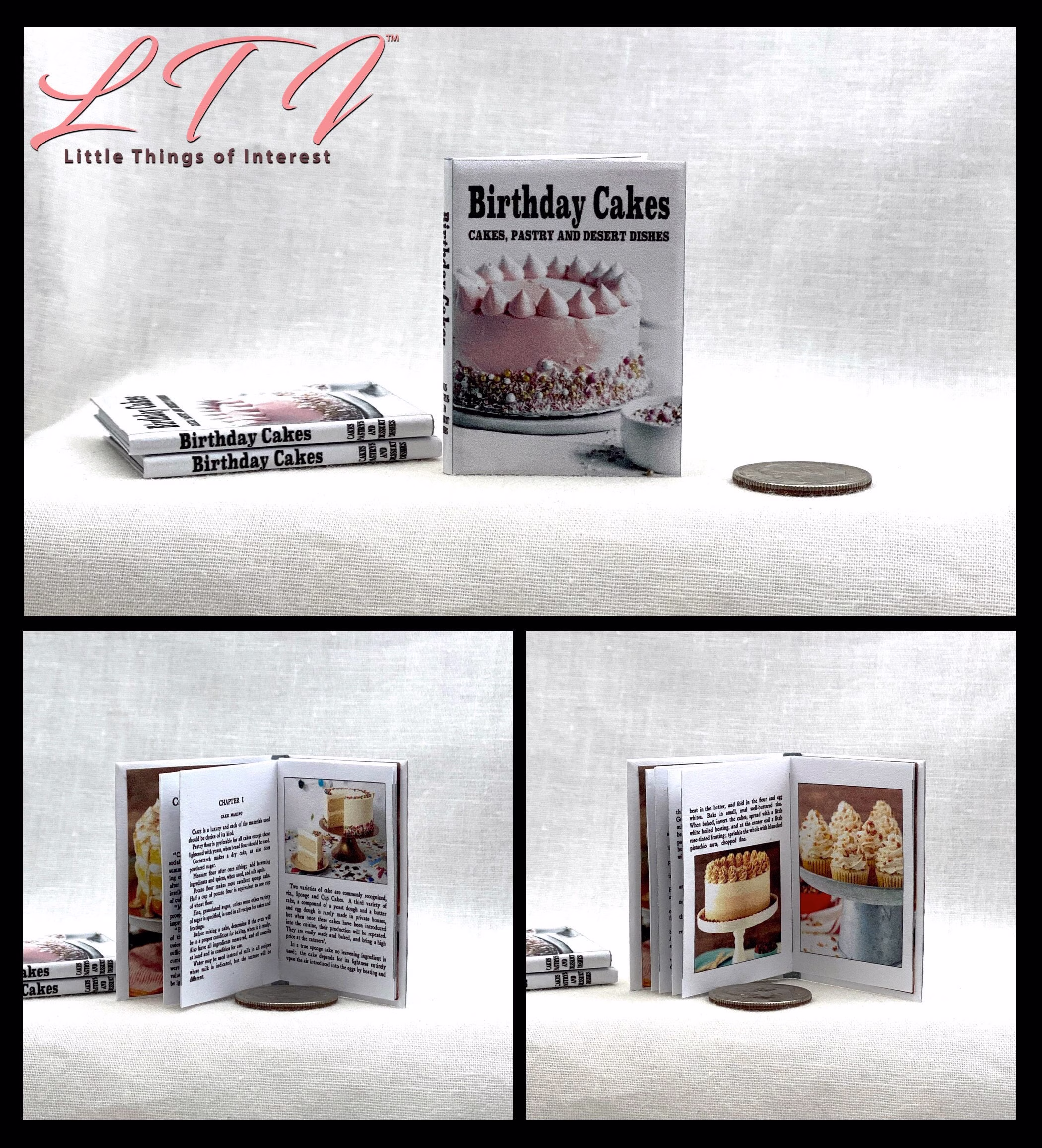 16 Scale Birthday Cake Cookbook Miniature Playscale Readable Illustrated Book Kitchen Blythe Barbie