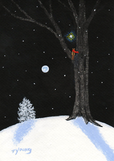 Chipmunk Winter Star Reproduction Art Print Of Todd Young Painting