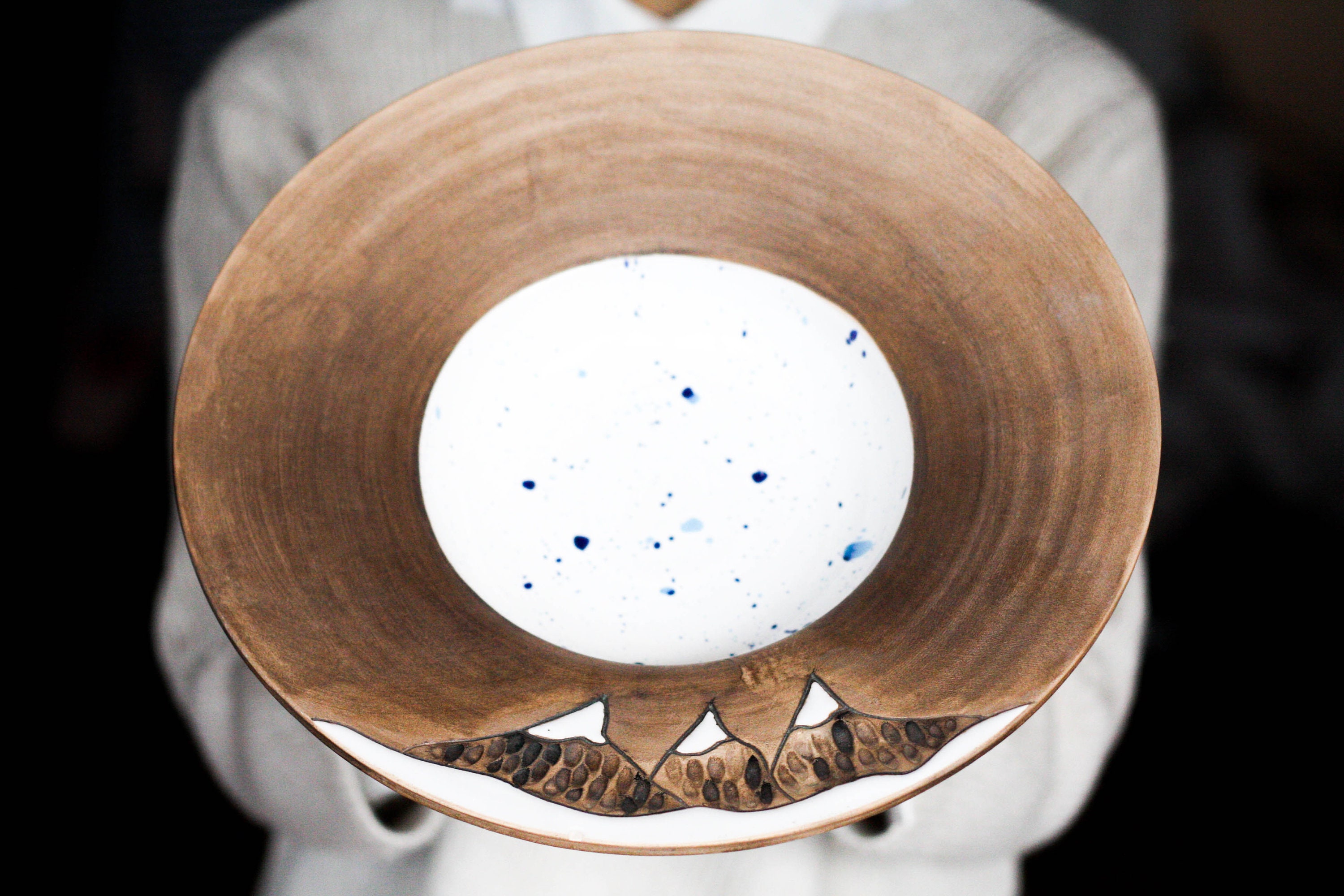 Snowy Mountains Bowl Pottery Ceramic Hiker Gift Nature Pottery Pasta Soup Serving Kitchen Decor Cereal Salad
