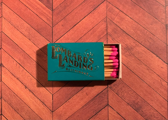 Vintage Matchbook, Lombards Landing, Restaurant, Universal Studios, Orlando, Florida, Matchbox, with Wooden Matches, Free Ship in Usa