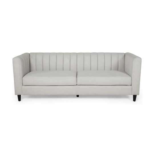 Best Selling Home Decor Humboldt Modern Beige and Dark Brown Polyester/Blend Sofa in Off-White | 312154