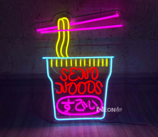 Handmade Led Neon Sign"Send Noods", Japanese Ramen Sign
