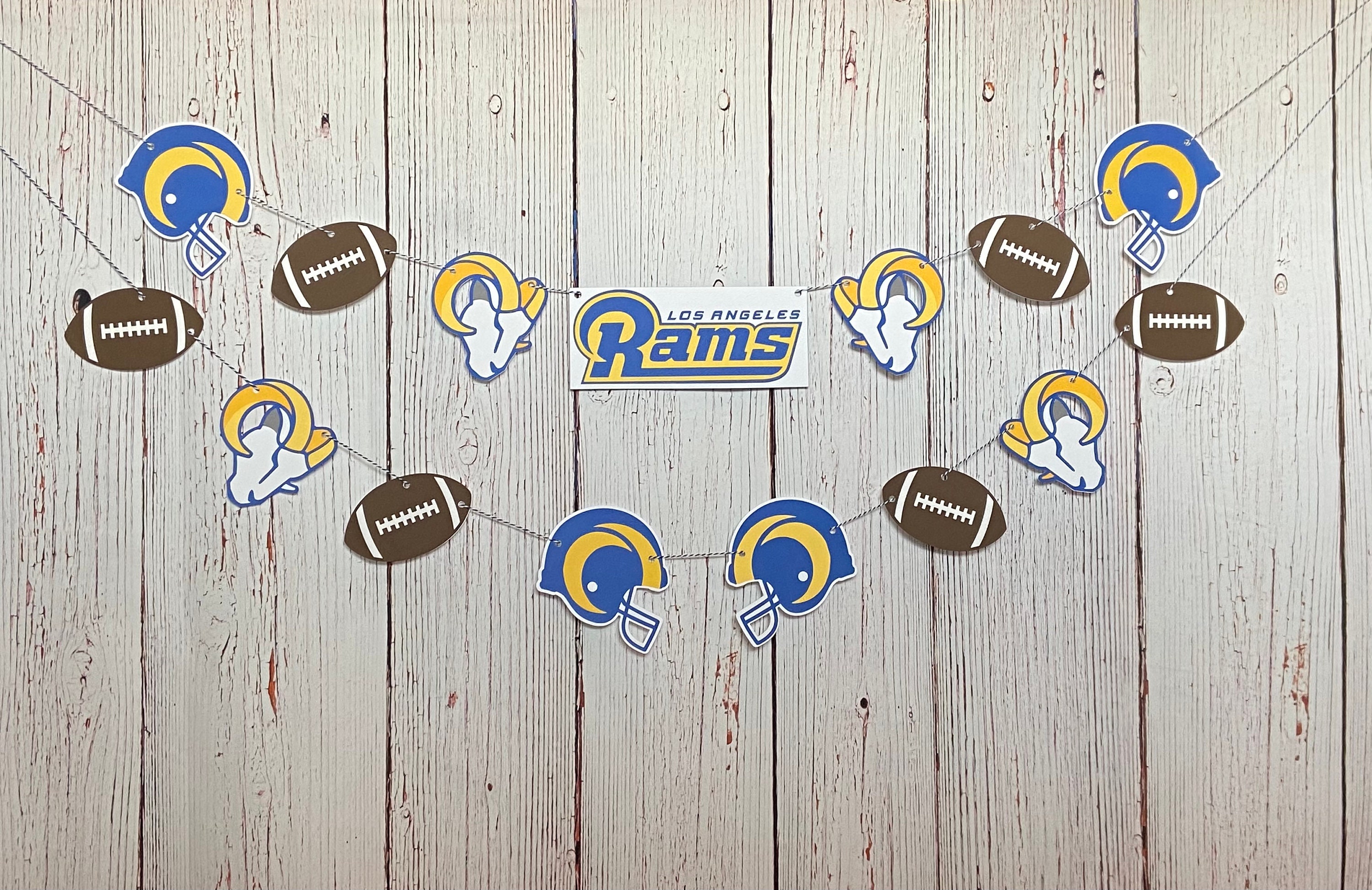 Los Angeles Rams, La Rams Football Party Banner, Garland, Photo Prop, Decor, Royal Blue & Yellow, Throwback, Super Bowl, #tailgate
