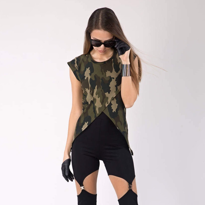 Camouflage Sleeveless Cotton Tank Top