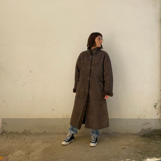 Shearling Long Vintage Leather/Sheepskin Woman 70S Shearling Mutton With Inserts