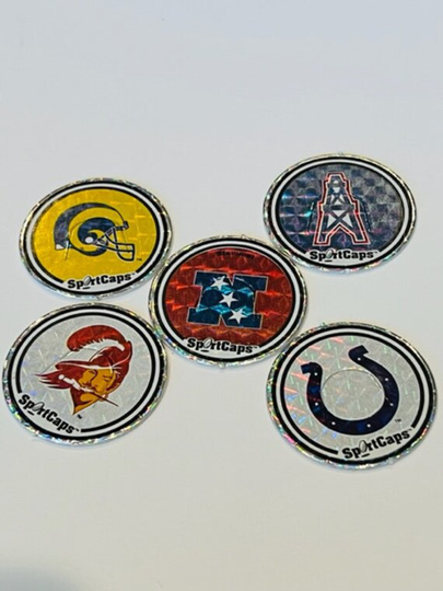 Nfl Football Teams Pogs Lot Slammer Milk Cap Game Vtg Colts Buccaneers Rams