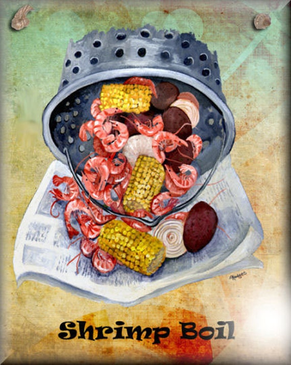 Ceramic Art Tile New Orleans Louisiana Southern Seafood Shrimp Boil