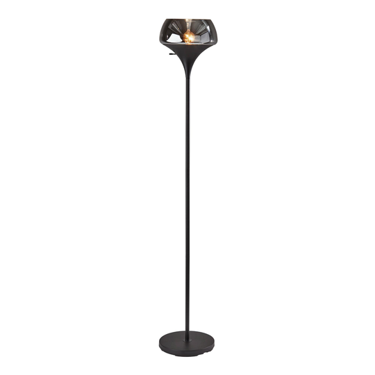 Black Metal and Smoked Glass Torchiere Eliza Floor Lamp by World Market