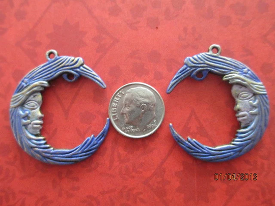 Usa Brass Stamping, Vintaj Patina, Crescent Moon, Multi For Jewelry Making