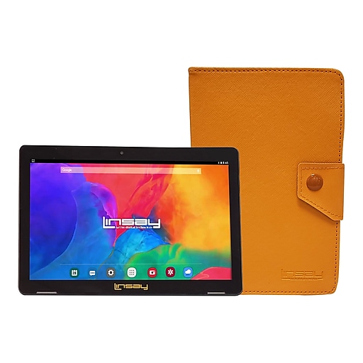 Linsay 10.1" Tablet with Case, WiFi, 2GB RAM, 32GB Storage (Android), Black/Orange (F10IPBCORANGE)