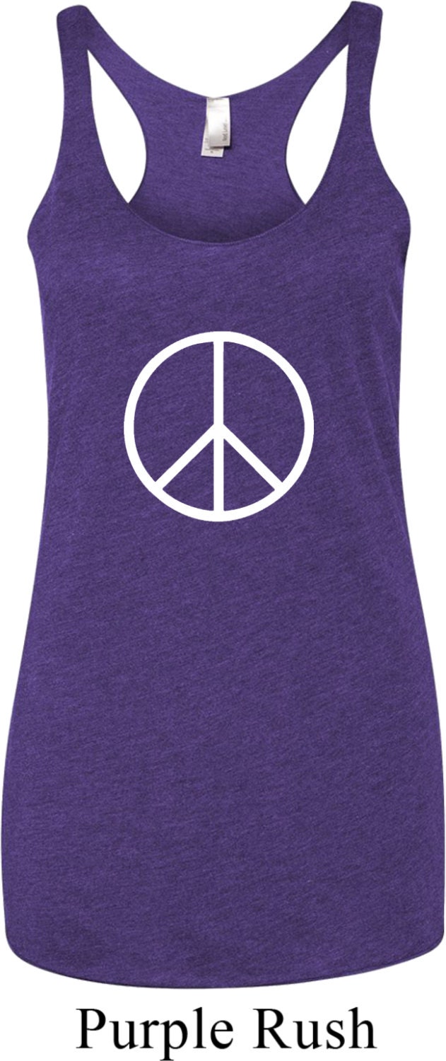 Ladies Basic White Peace Tri Blend Racerback Tank Top Basicwhite-Nl6733